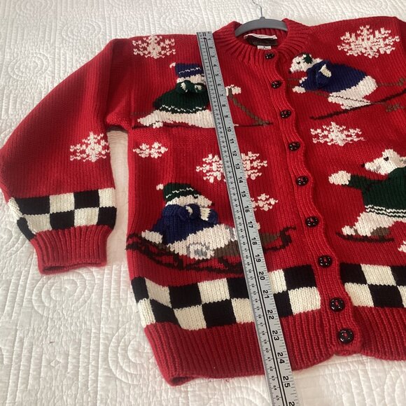 Vintage South Wool Hand Embroidered Cardigan Christmas Sweater Womens Size S Ski - Picture 9 of 13